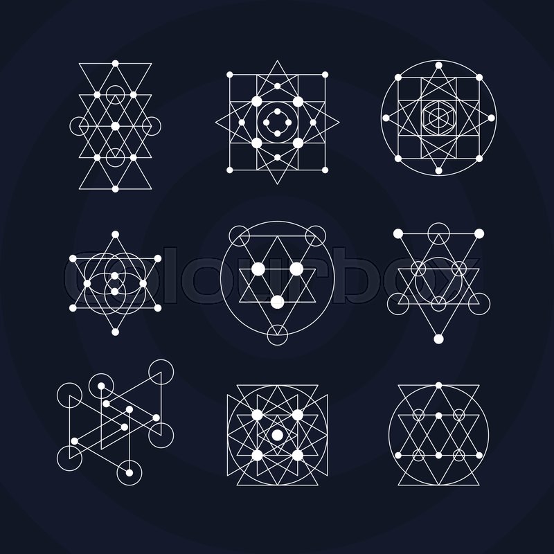 800x800 Sacred Geometry Symbols Set, Alchemy Vector Illustration Stock