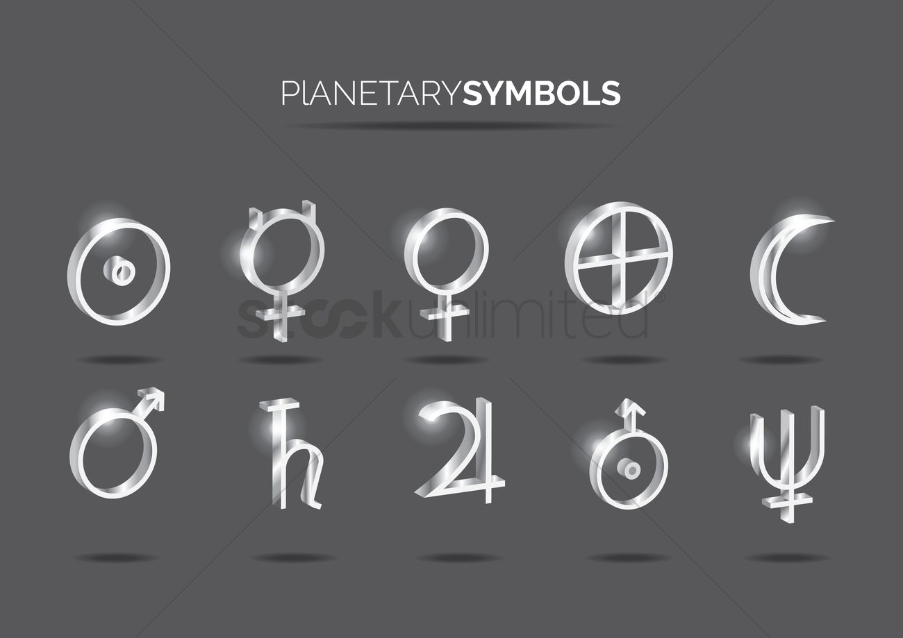 1300x919 Set Of Alchemy Planetary Symbols Vector Image