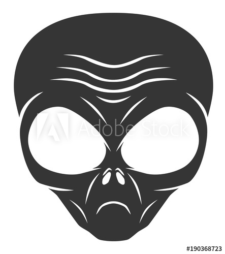 443x500 Alien Head Monochrome