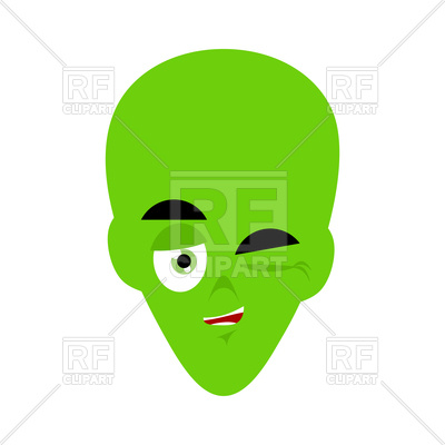 400x400 Green Alien Head Winks Vector Image Vector Artwork Of People