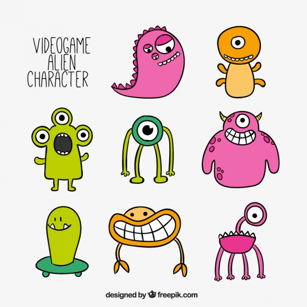 626x626 Collection Of Hand Drawn Alien Vector Free Download