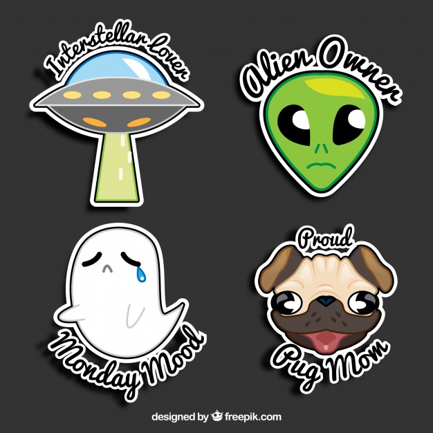 626x626 Alien Stickers Collection Vector Free Download