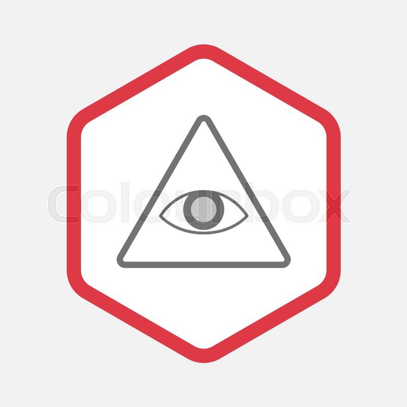 800x800 Illustration Of An Isolated Line Art Hexagon With An All Seeing