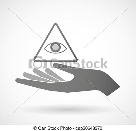 450x434 Isolated Hand Giving An All Seeing Eye . Illustration Of An