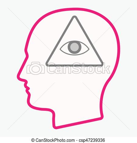 450x470 Isolated Head With An All Seeing Eye. Illustration Of An Isolated