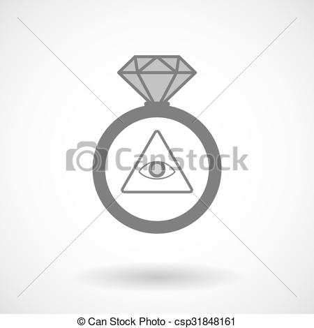 450x470 Vector Ring Icon With An All Seeing Eye. Illustration Of An