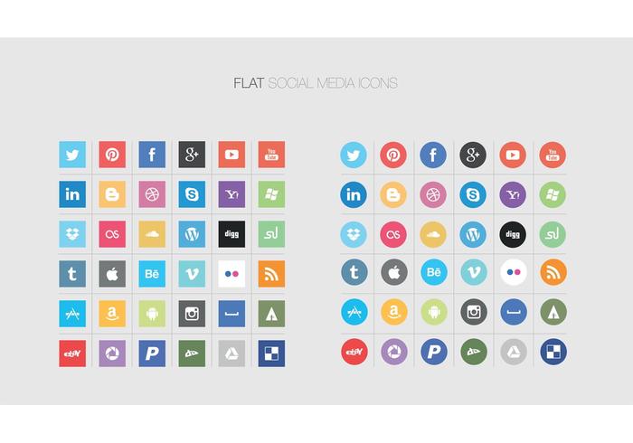 700x490 Flat Social Media Icon Vectors Free Vector Art