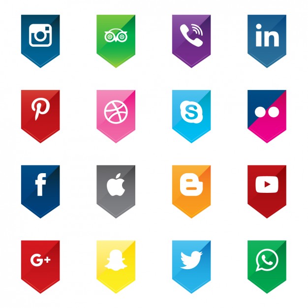 626x626 Social Media Icons In Arrow Shapes Vector Free Download