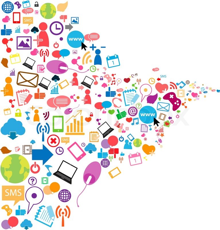 767x800 Social Network Background With Media Icons Stock Vector Colourbox
