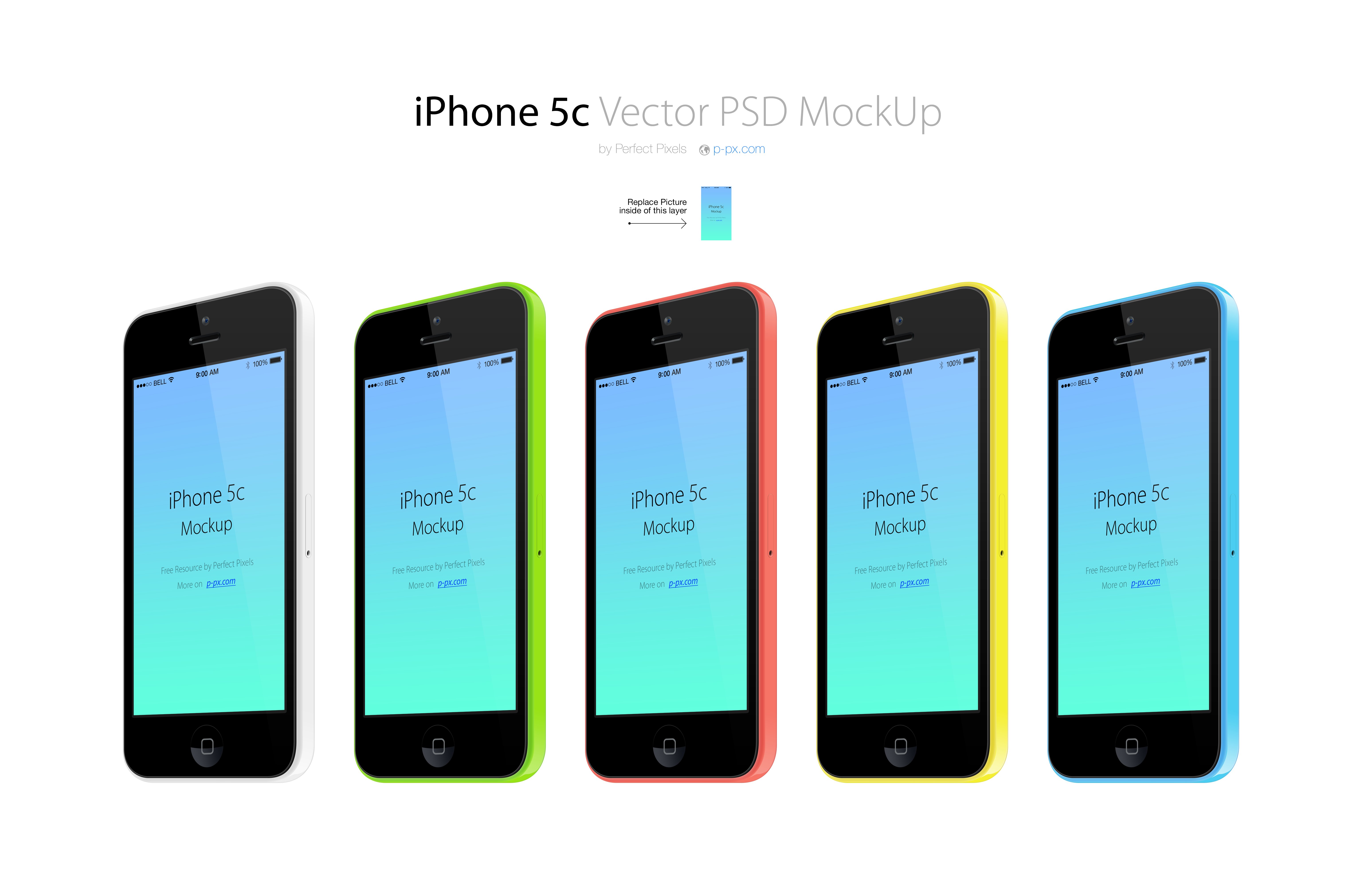 6188x4023 Iphone 5s 34 Views All Colors Vector Psd Mockup. Perfect Pixels