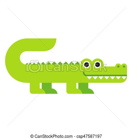 450x470 Cute Cartoon Crocodile In Modern Geometric Flat Vector Style