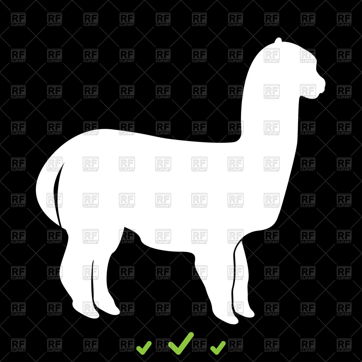 1200x1200 Silhouette Of Alpaca On Black Background Vector Image Vector