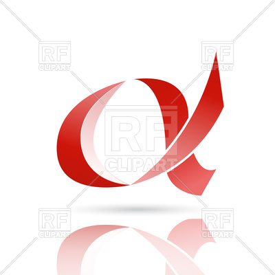 400x400 Simple Red Alpha Letter With Shadow And Reflection Vector Image