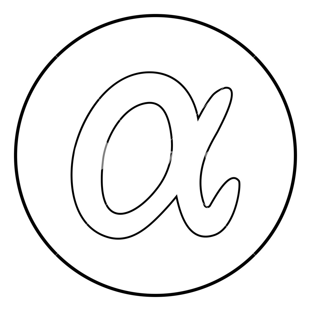 1000x1000 Symbol Alpha Icon Outline In Circle Black Color Vector