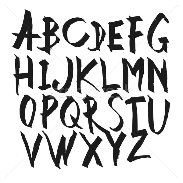 600x600 Hand Drawn Calligraphy Alphabet. Uppercase Letters. Vector Alpha
