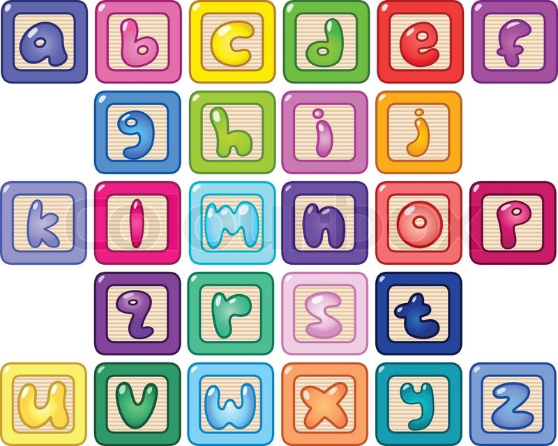 800x640 Colorful Lower Case Alphabet Blocks Stock Vector Colourbox