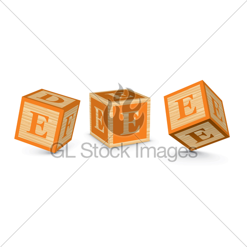 500x500 Vector Letter E Wooden Alphabet Blocks Gl Stock Images