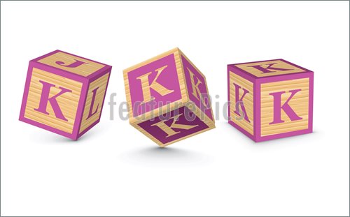 500x311 Vector Letter K Wooden Alphabet Blocks