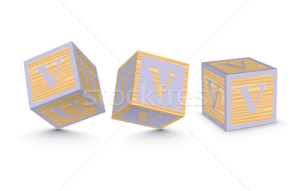 600x373 Vector Letter V Wooden Alphabet Blocks Vector Illustration Ojal