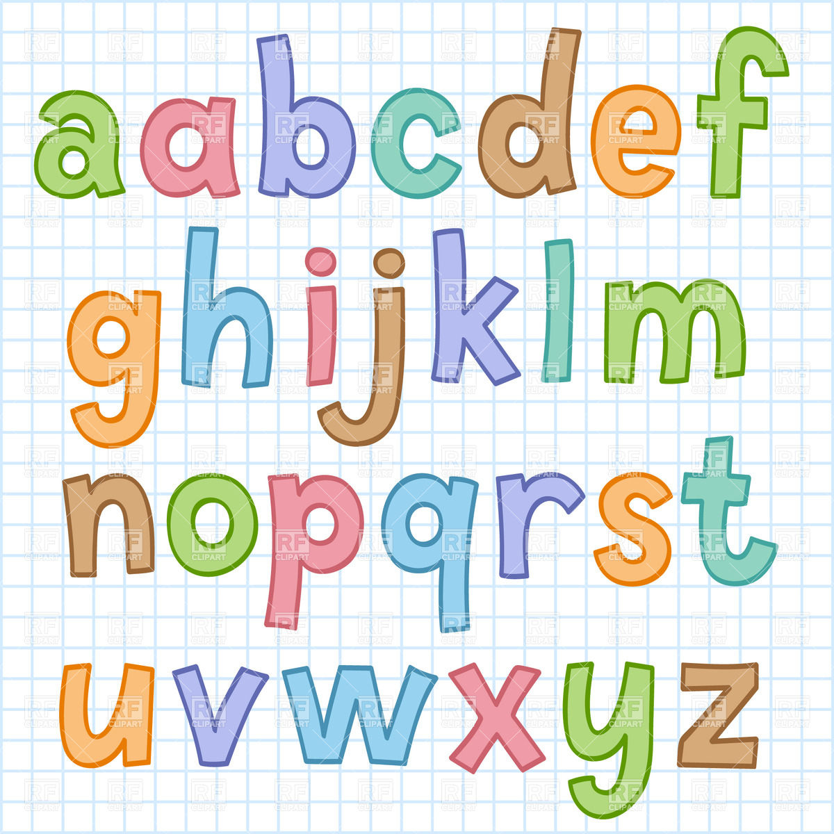 1200x1200 Colorful Hand Drawn Cartoon Alphabet Vector Image Vector Artwork