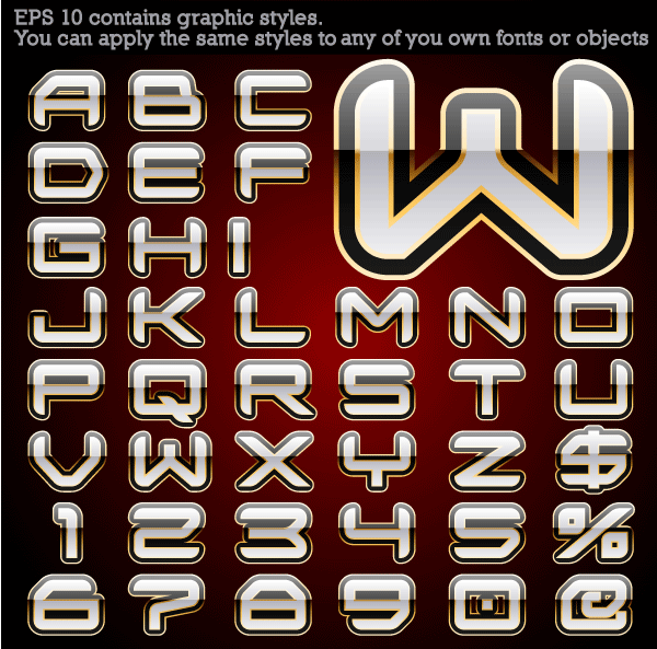 600x593 Free Alphabet Vector With Graphic Styles 123freevectors