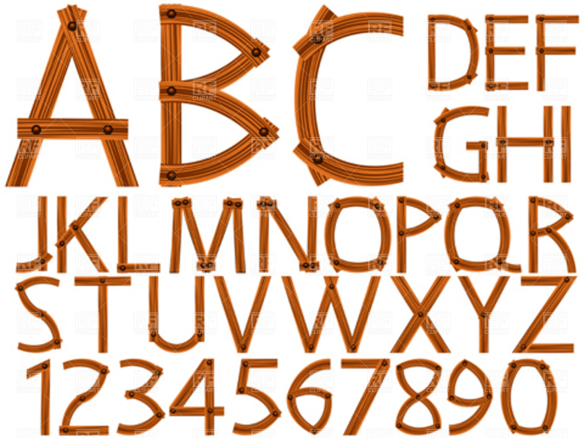 1200x900 Wooden Alphabet And Numbers Vector Image Vector Artwork Of Signs