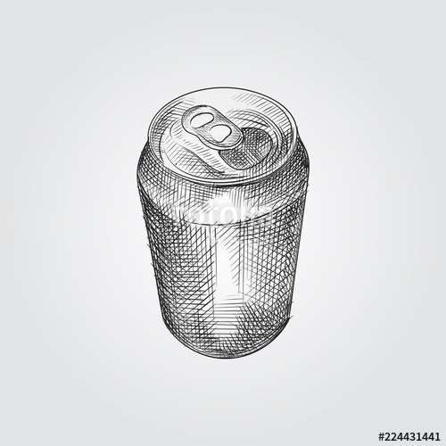 500x500 Opened Aluminum Can Sketch Symbol Isolated On White Background