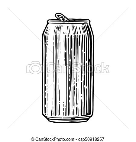 450x470 Aluminum Can. Hand Drawn Vector Vintage Engraving Illustration