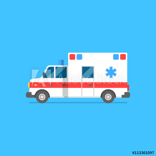 500x500 Emergency Ambulance Vector Illustration. Medical Vehicle