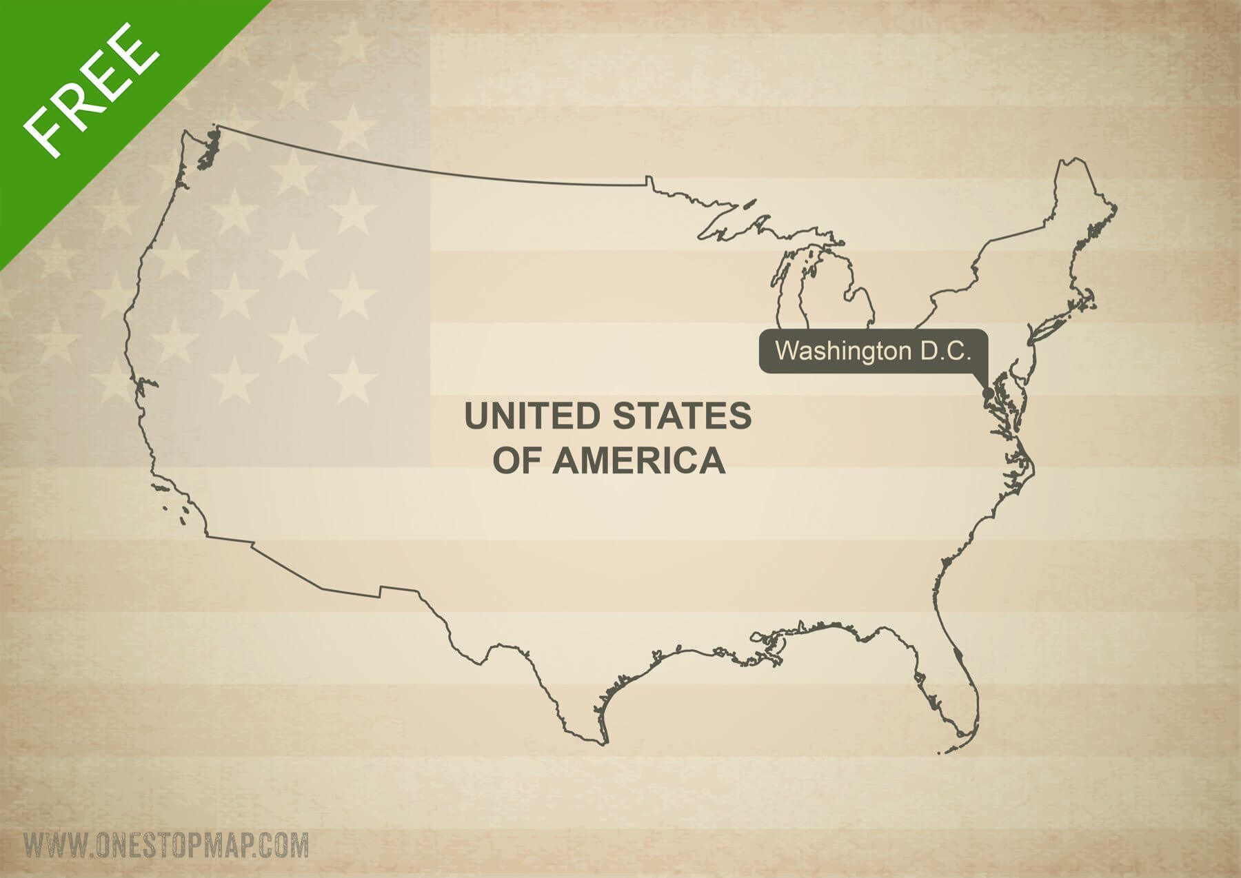 1800x1274 Free Vector Map Of United States Of America One Stop Map