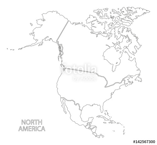 500x462 North America Outline Silhouette Map With Countries Stock Image