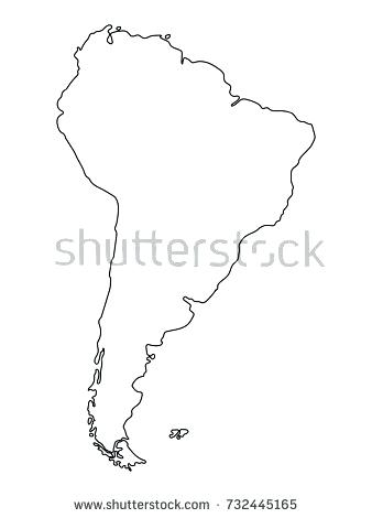 338x470 South Map Outline Graphic Freehand Drawing On White Background