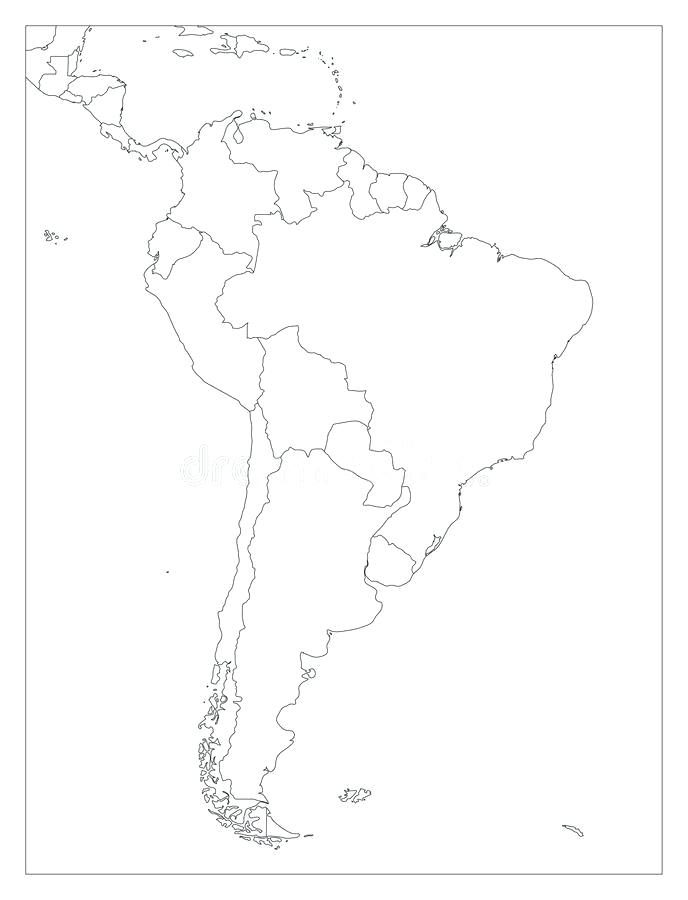 688x900 Blank Political Map Of Central And Simple Thin Black Outline