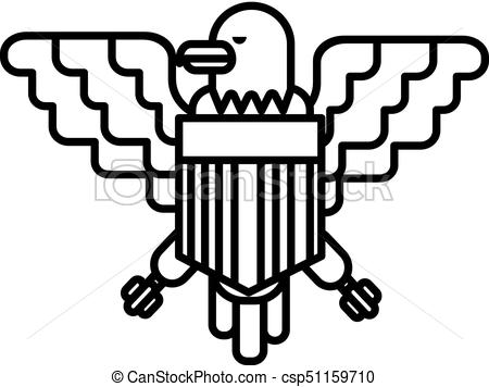 450x356 American Eagle Vector Line Icon, Sign, Illustration On Background