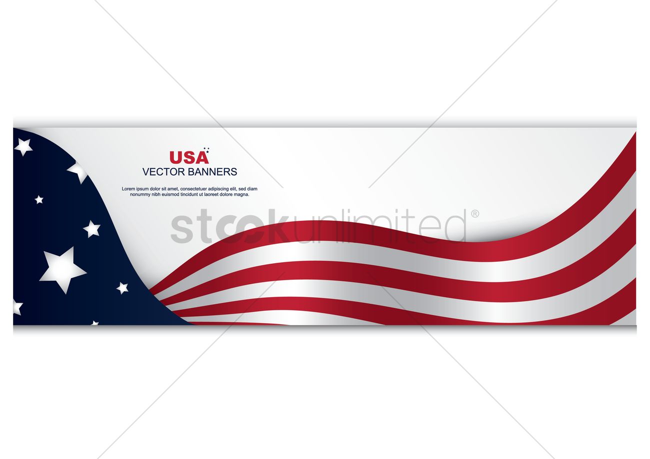 1300x919 American Flag Banner Vector Image