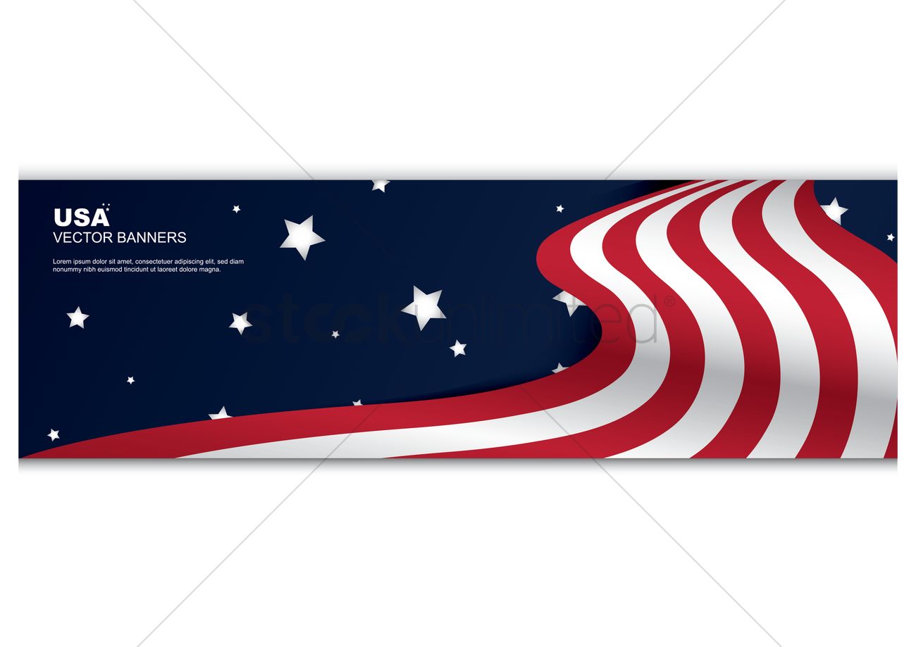 1300x919 American Flag Banner Vector Image