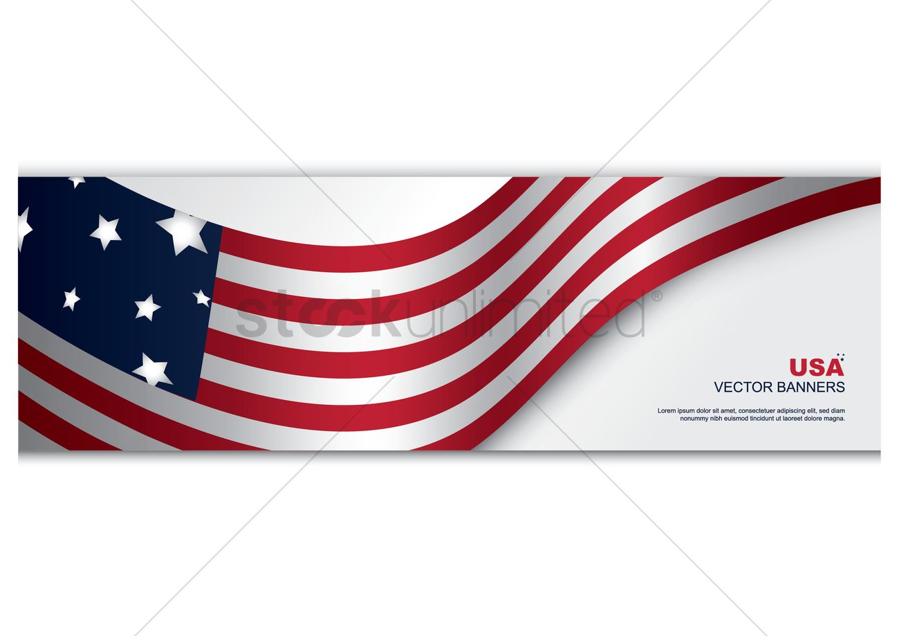 1300x919 American Flag Banner Vector Image