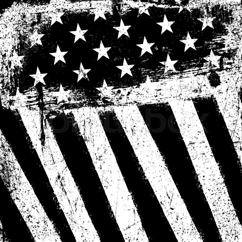 800x800 American Flag Background. Grunge Aged Vector Template. Monochrome