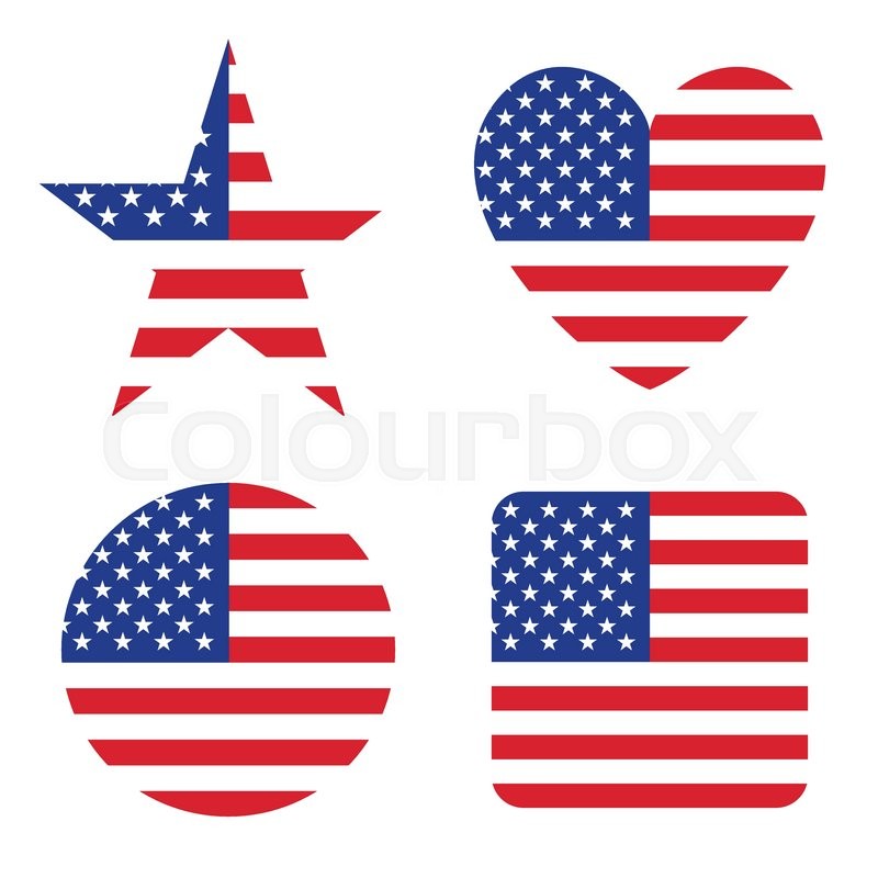 800x800 American United States Flag In Form Button Of Icon. Usa Emblem