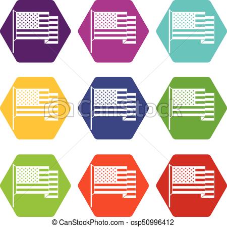 450x449 American Flag Icon Set Color Hexahedron. American Flag Icon Set