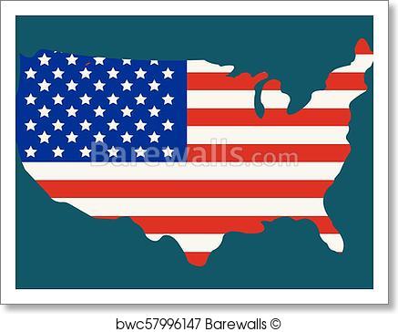 437x364 Art Print Of American Flag Icon. Happy 4 Th July And Independence