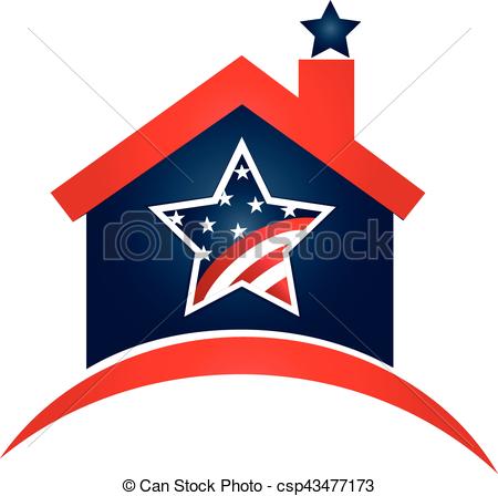 450x448 House Usa Flag Logo. House Usa Flag Icon Illustration Vector.