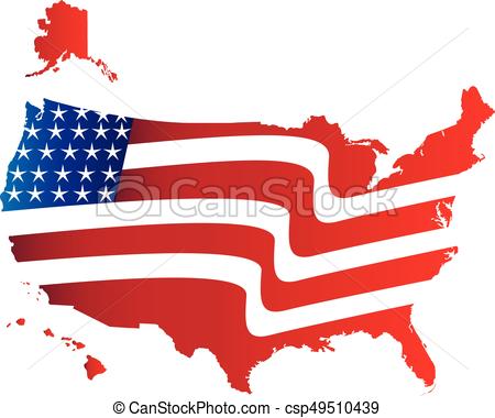 450x380 Us Flag Map Logo. Us American Flag Map With Flag Illustration Icon