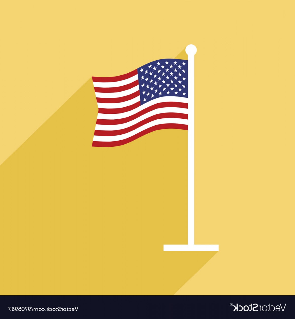 1198x1296 Usa Flag On Flagpole Flat Icon Vector Shopatcloth
