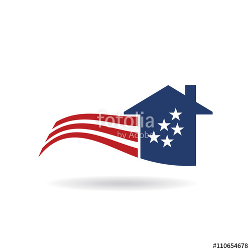 500x500 American Flag House Logo. Vector Graphic Design Stock Image And