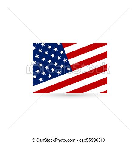 450x470 Flat And Waving American Flag. Vector Illustration.