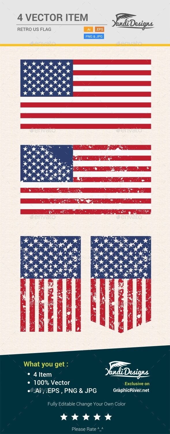 590x1502 Retro Us Flag Vector Eps, Ai Illustrator. Download Here Https