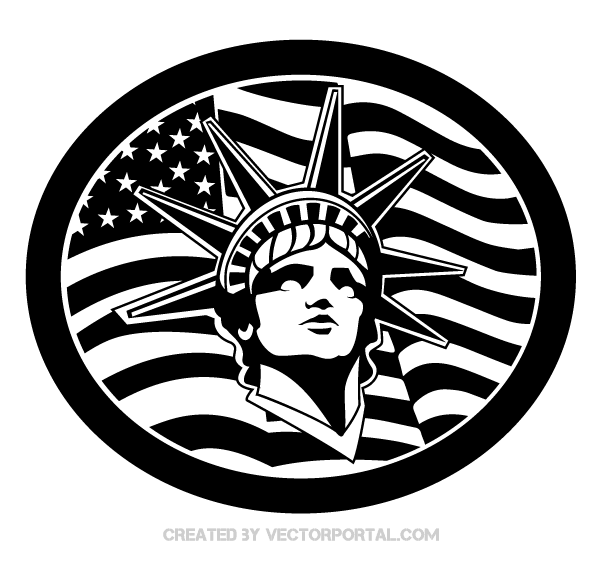 600x580 Statue Of Liberty With American Flag Vector Image 123freevectors