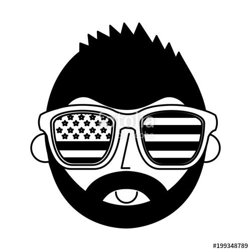 500x500 Face Male Wearing Sunglasses With American Flag Vector