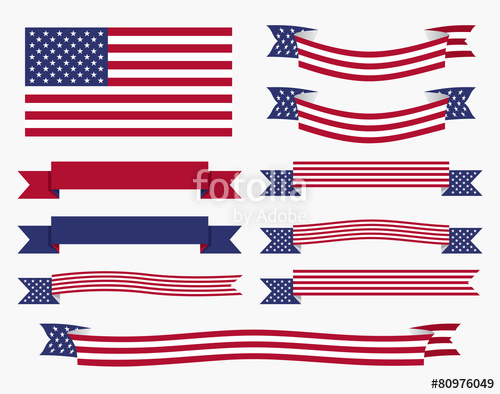 500x394 Red White Blue American Flag, Ribbon And Banner Stock Image And